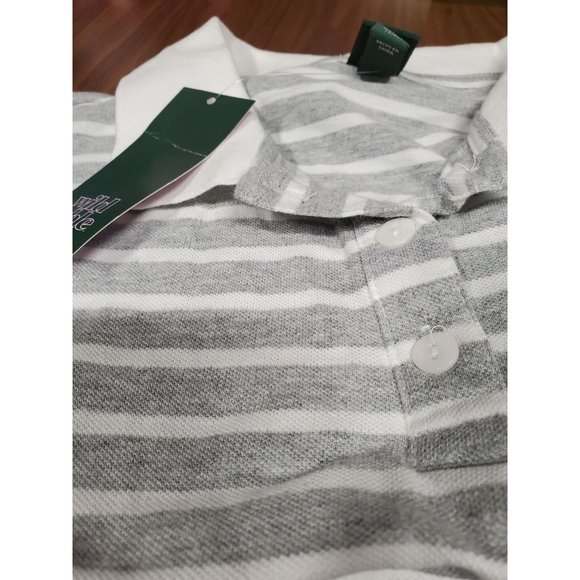 Womens Short Sleeve Boxy Cropped Polo T Shirt Wild Fable Gray Striped S - Picture 6 of 9